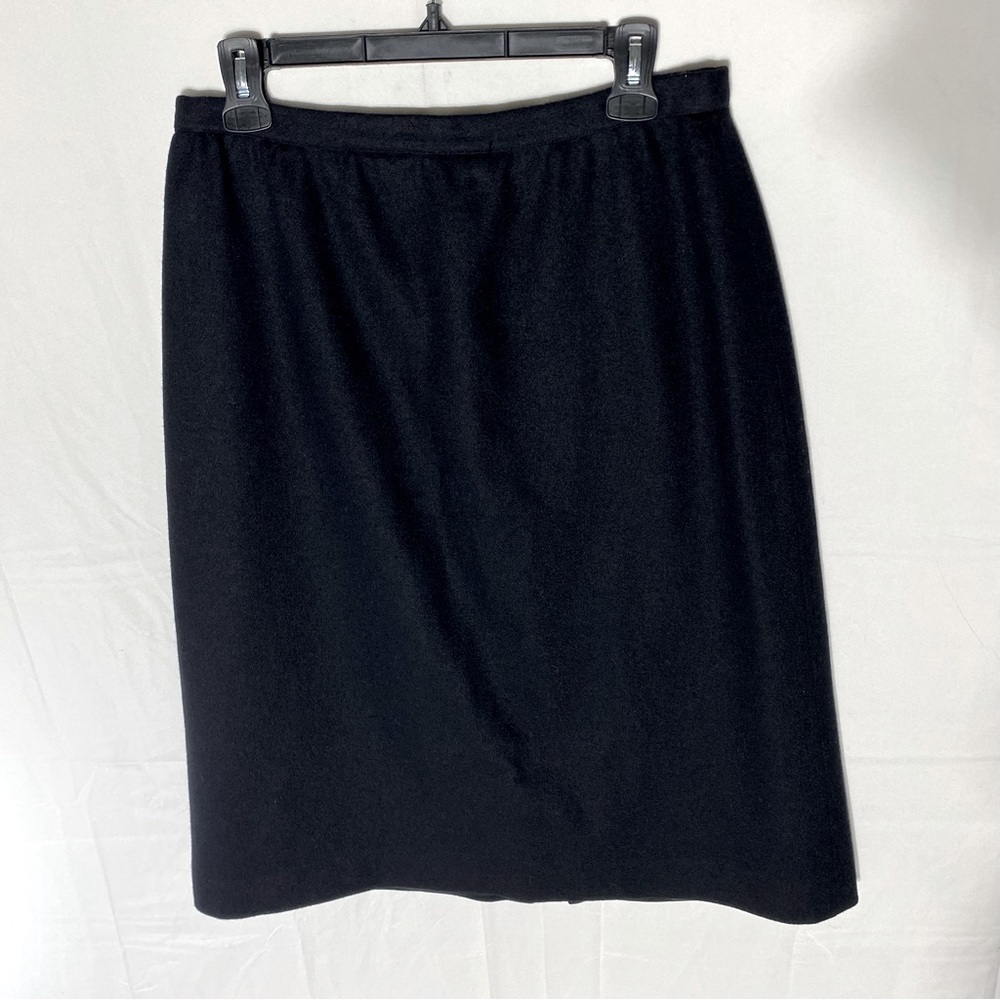Vintage Black Wool Skirt M Career Wear Secretary Librarian Dark Academia